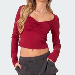 Edikted Red Long Sleeve Top